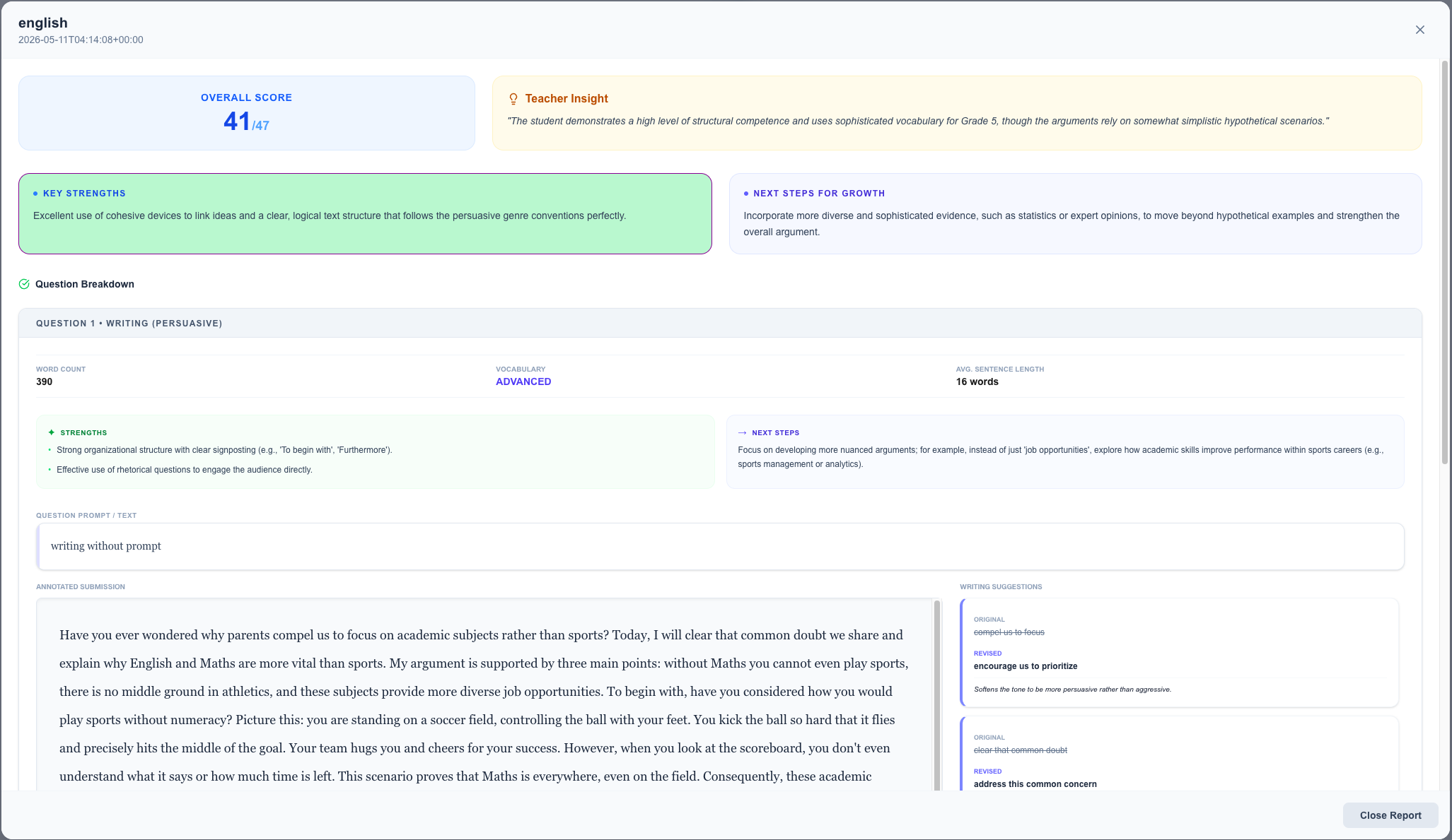QuickMark AI Academic Dashboard